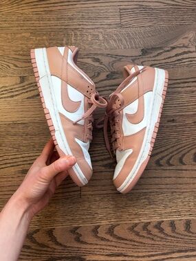 Nike Dunk Low Rose Tan and White Leather Sneakers